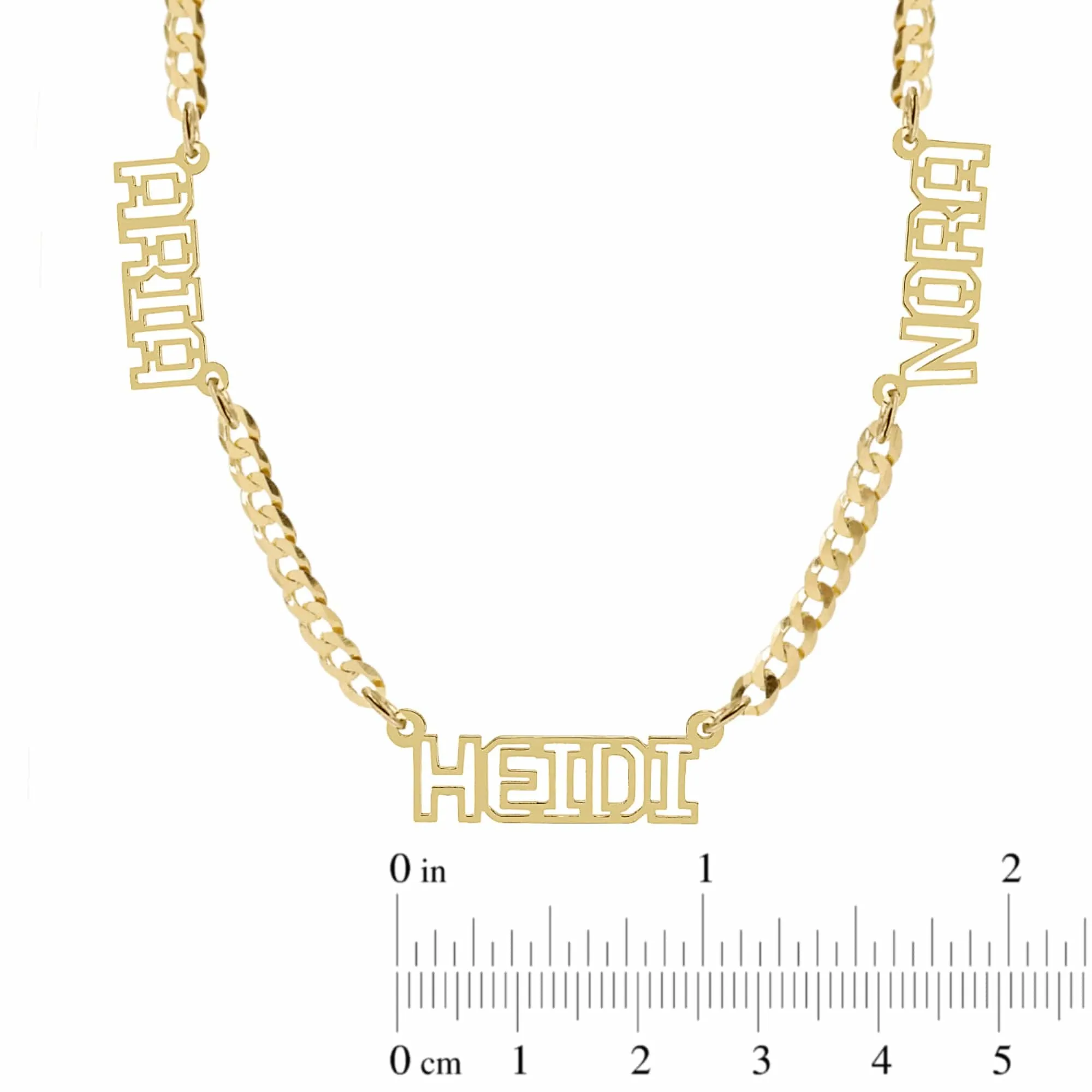 Outlined Three-Name Name Necklace