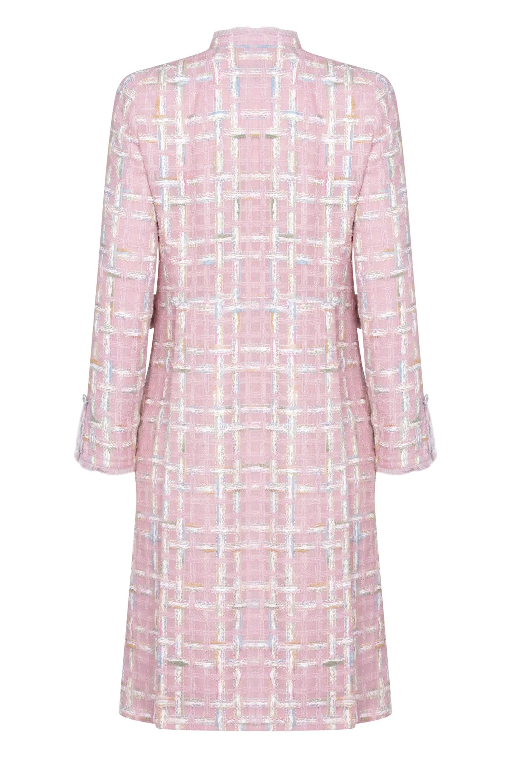 Pale Pink Tweed Dress-Coat with Pastel Checks - Claire