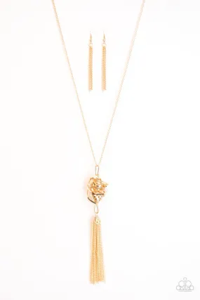 Paparazzi Seriously Twisted Gold Necklace & Earring Set