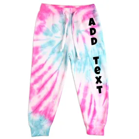 Personalized Neon Tie Dye Fleece Jogger Pants - Aqua/Pink