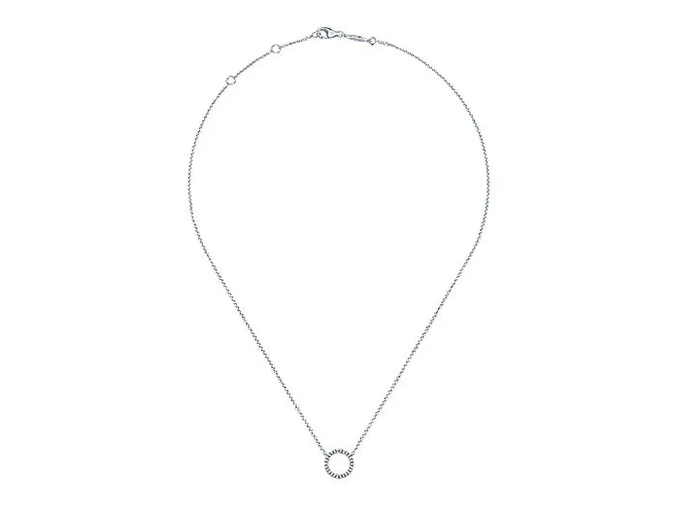 Petite Circle of Diamonds Necklace in White Gold