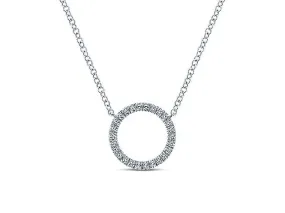 Petite Circle of Diamonds Necklace in White Gold