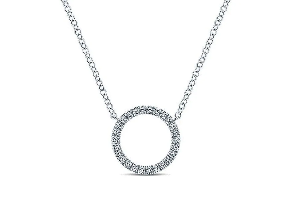 Petite Circle of Diamonds Necklace in White Gold