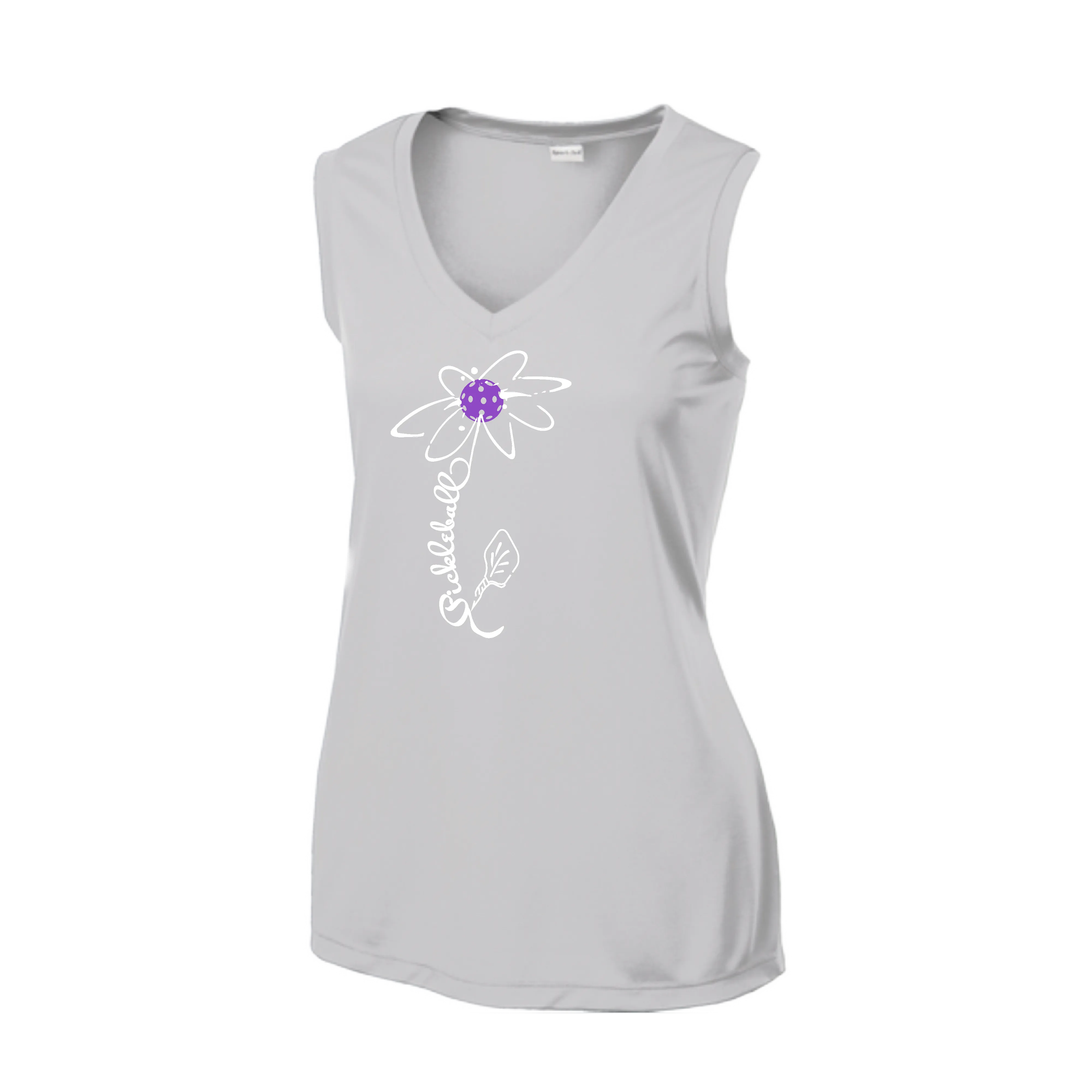 Pickleball Flower (Orange, Pink Purple or White) | Women’s Sleeveless Athletic Shirt | 100% Polyester