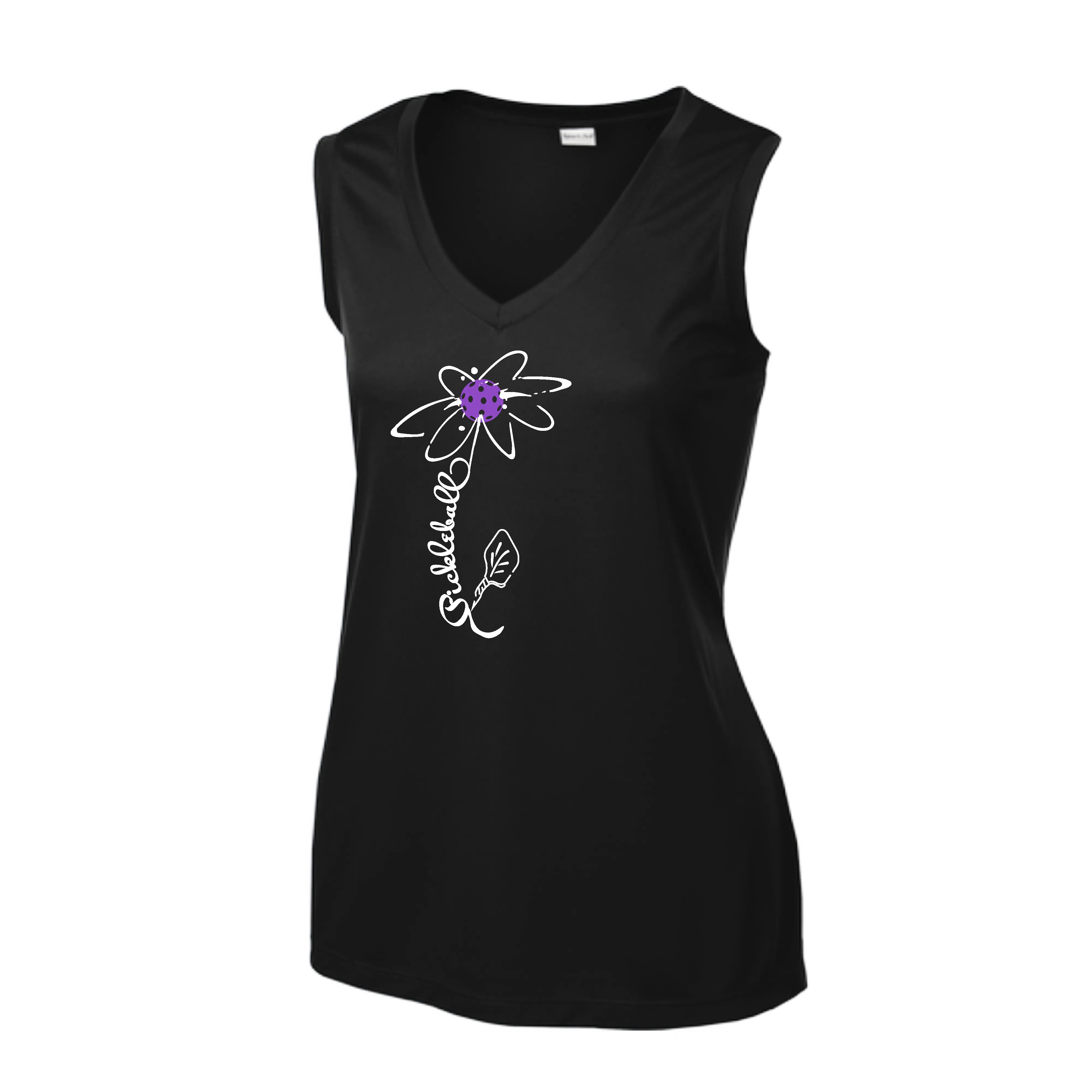 Pickleball Flower (Orange, Pink Purple or White) | Women’s Sleeveless Athletic Shirt | 100% Polyester