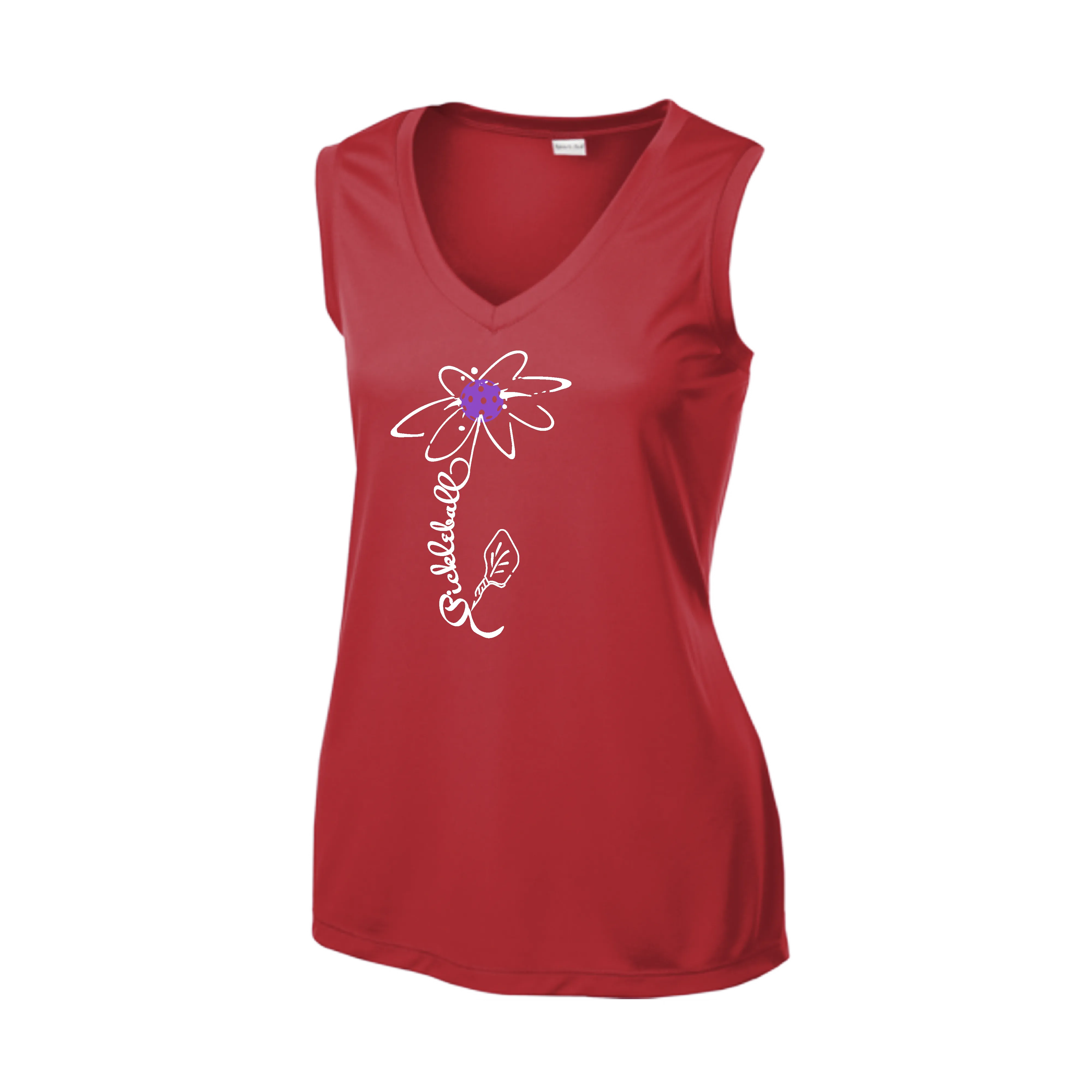 Pickleball Flower (Orange, Pink Purple or White) | Women’s Sleeveless Athletic Shirt | 100% Polyester