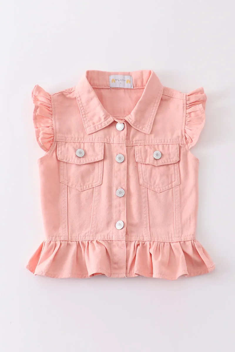 Pink denim girl vest