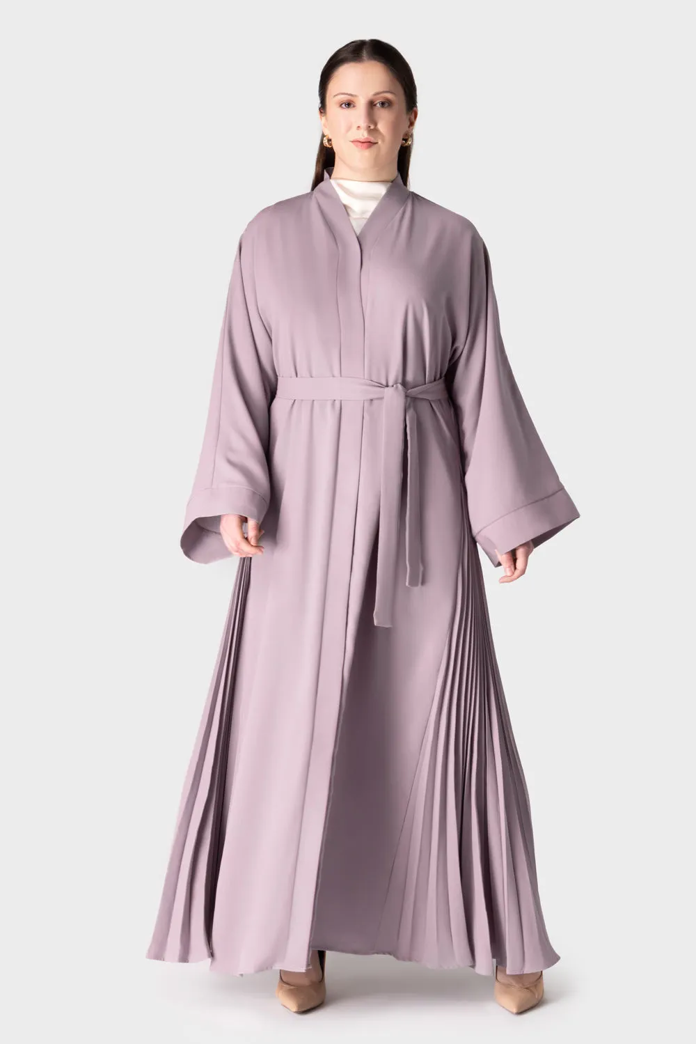 Pink Pleated Abaya Dress