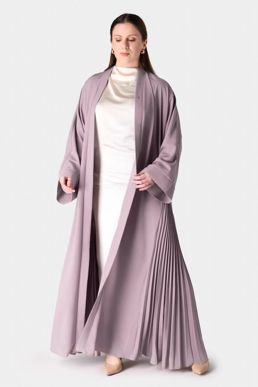 Pink Pleated Abaya Dress