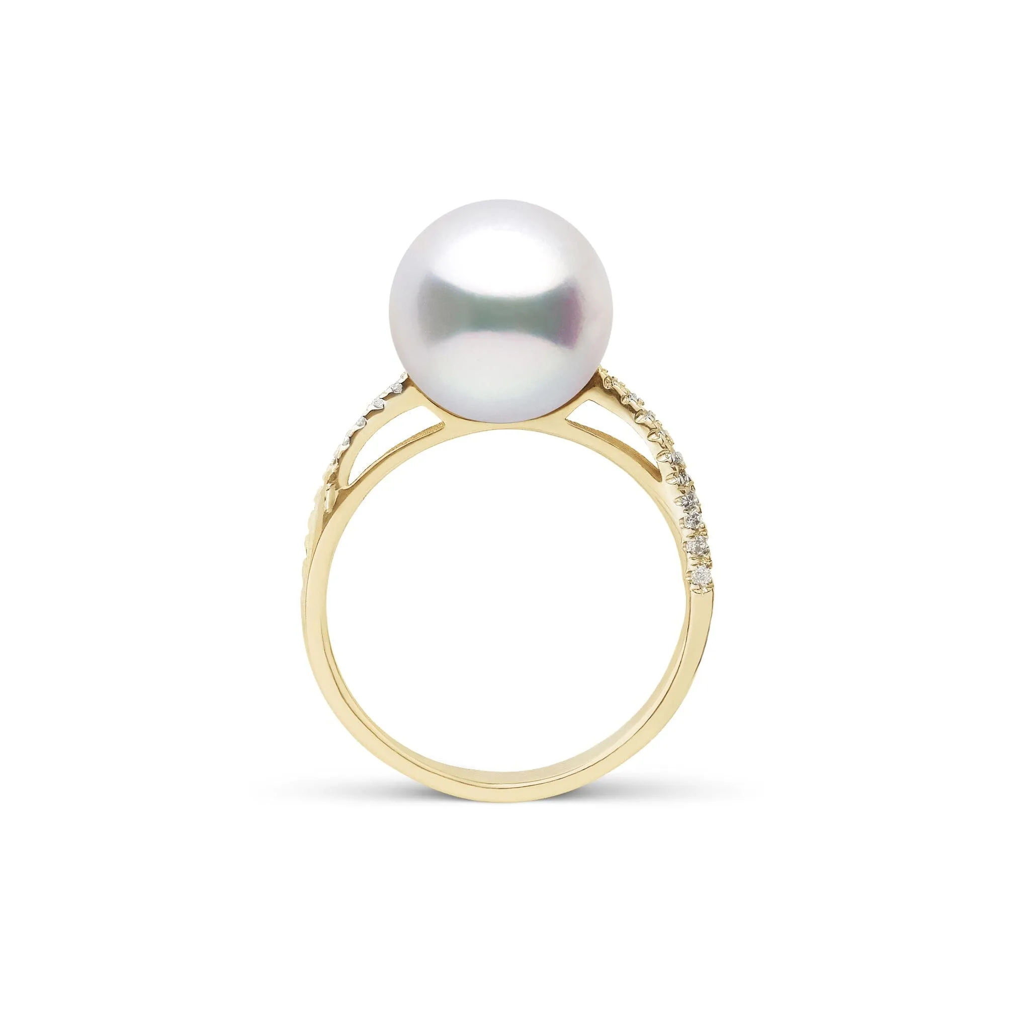 Pirouette Collection 10.0-11.0 mm White South Sea Pearl and Diamond Ring