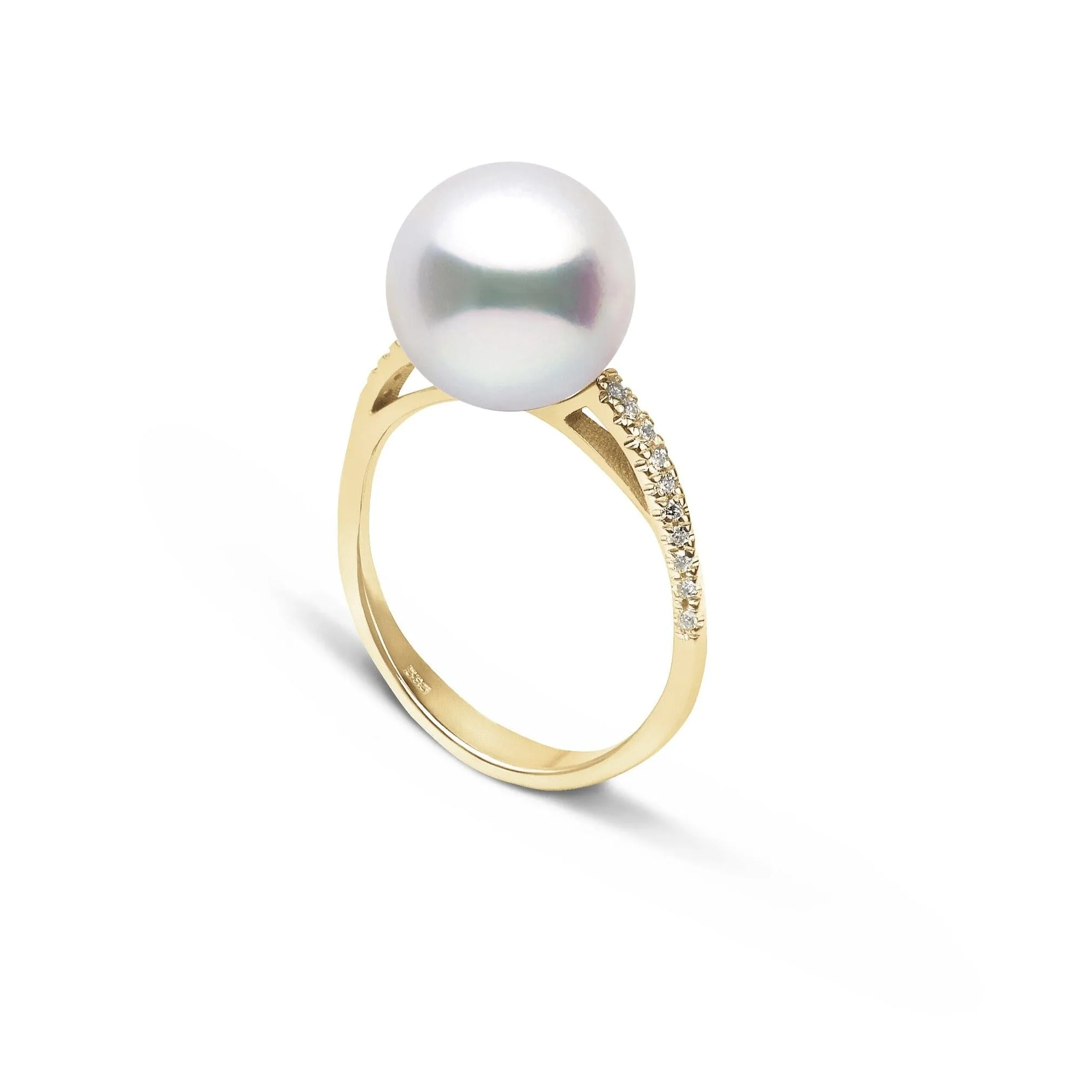 Pirouette Collection 10.0-11.0 mm White South Sea Pearl and Diamond Ring