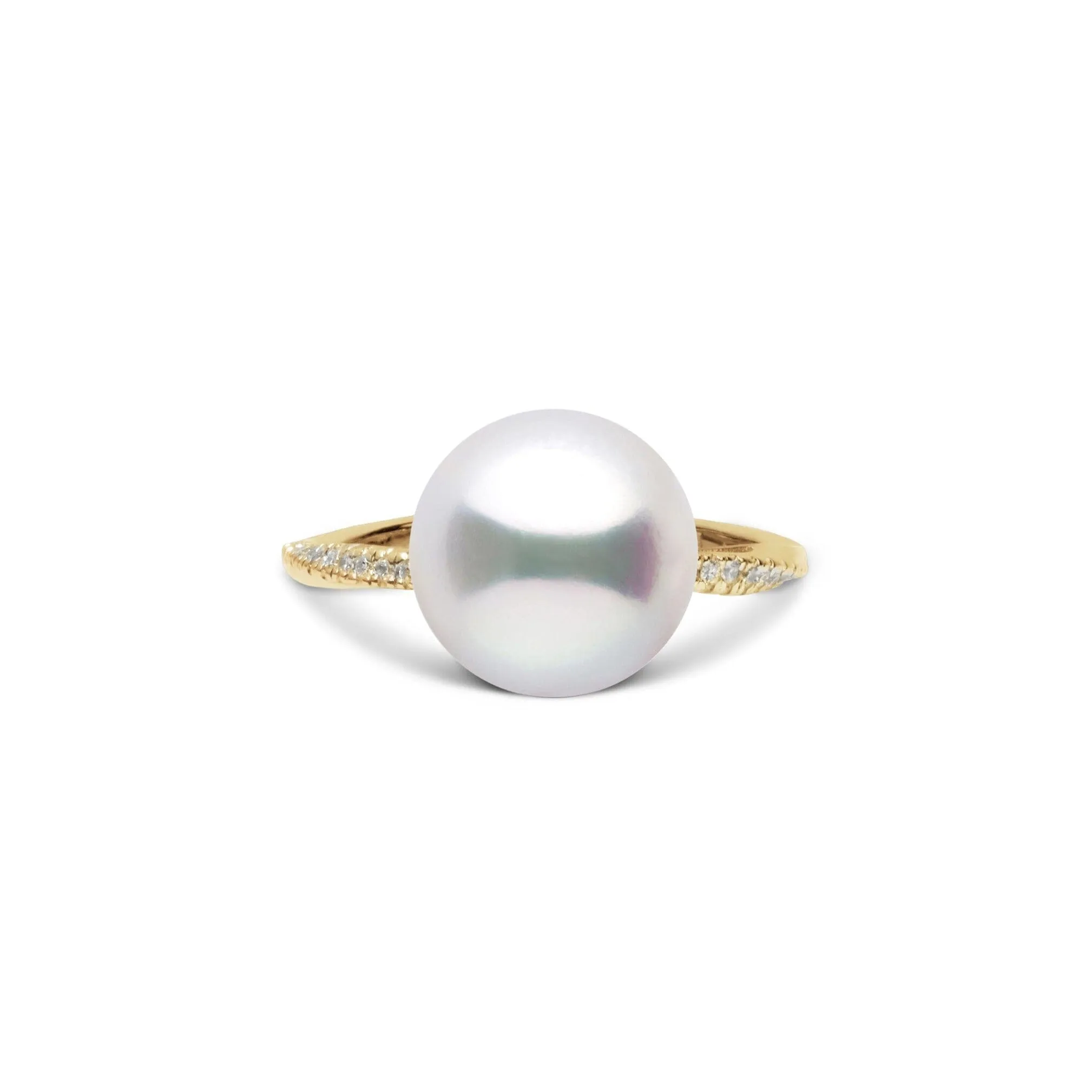 Pirouette Collection 10.0-11.0 mm White South Sea Pearl and Diamond Ring