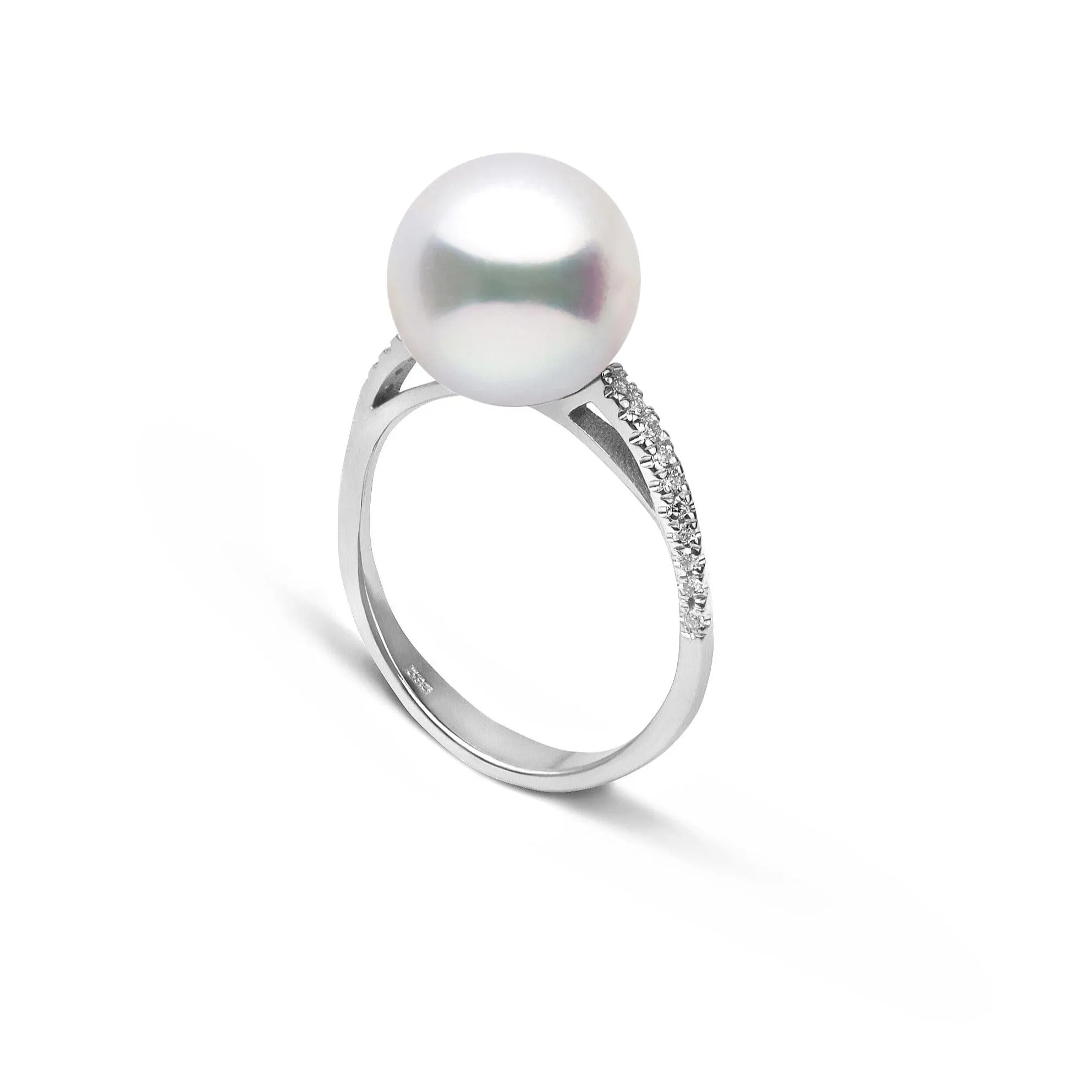 Pirouette Collection 10.0-11.0 mm White South Sea Pearl and Diamond Ring