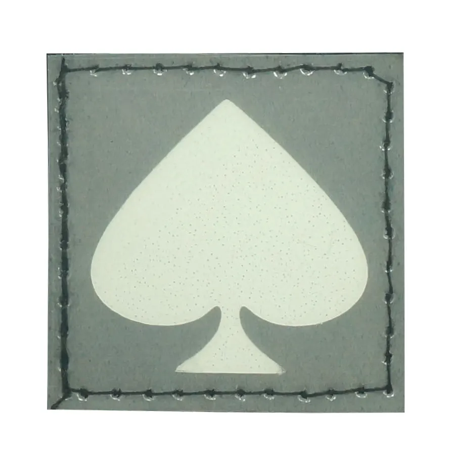 PLAYING CARD SYMBOL SPADES GITD PATCH - BLUE GLOW IN THE DARK