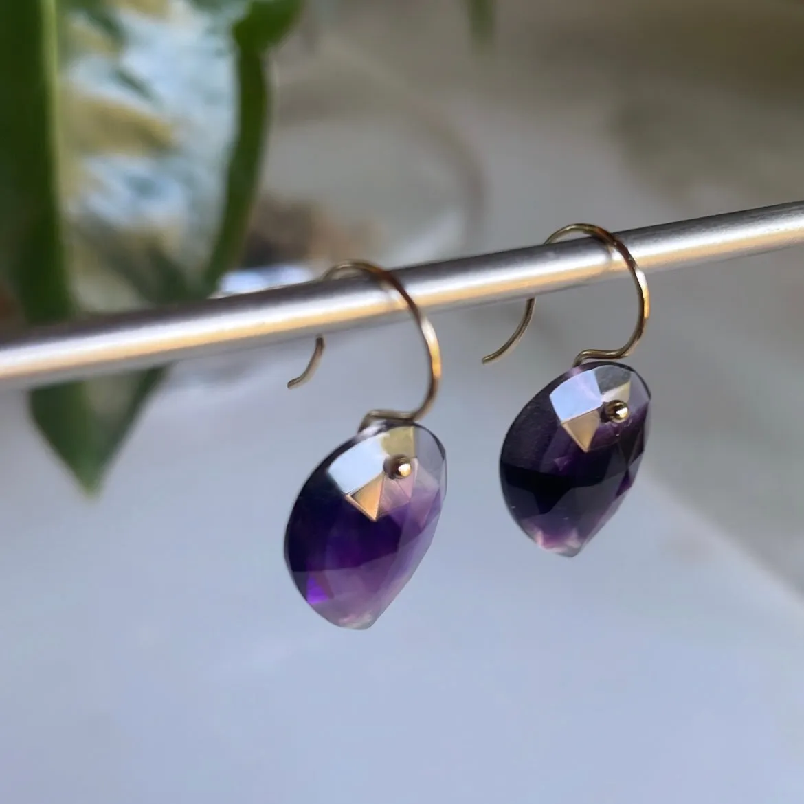 Point Drop trapiche amethyst earrings