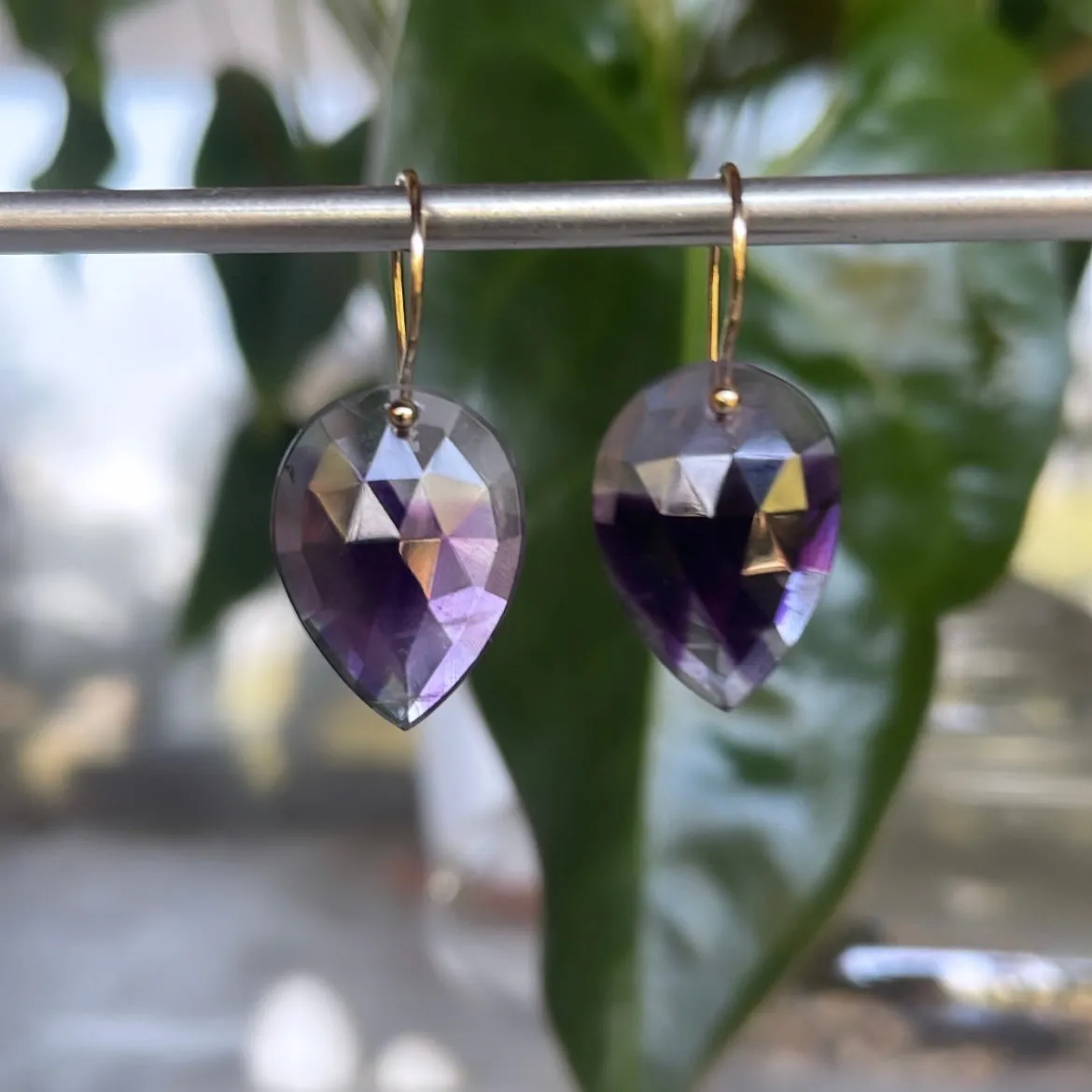 Point Drop trapiche amethyst earrings