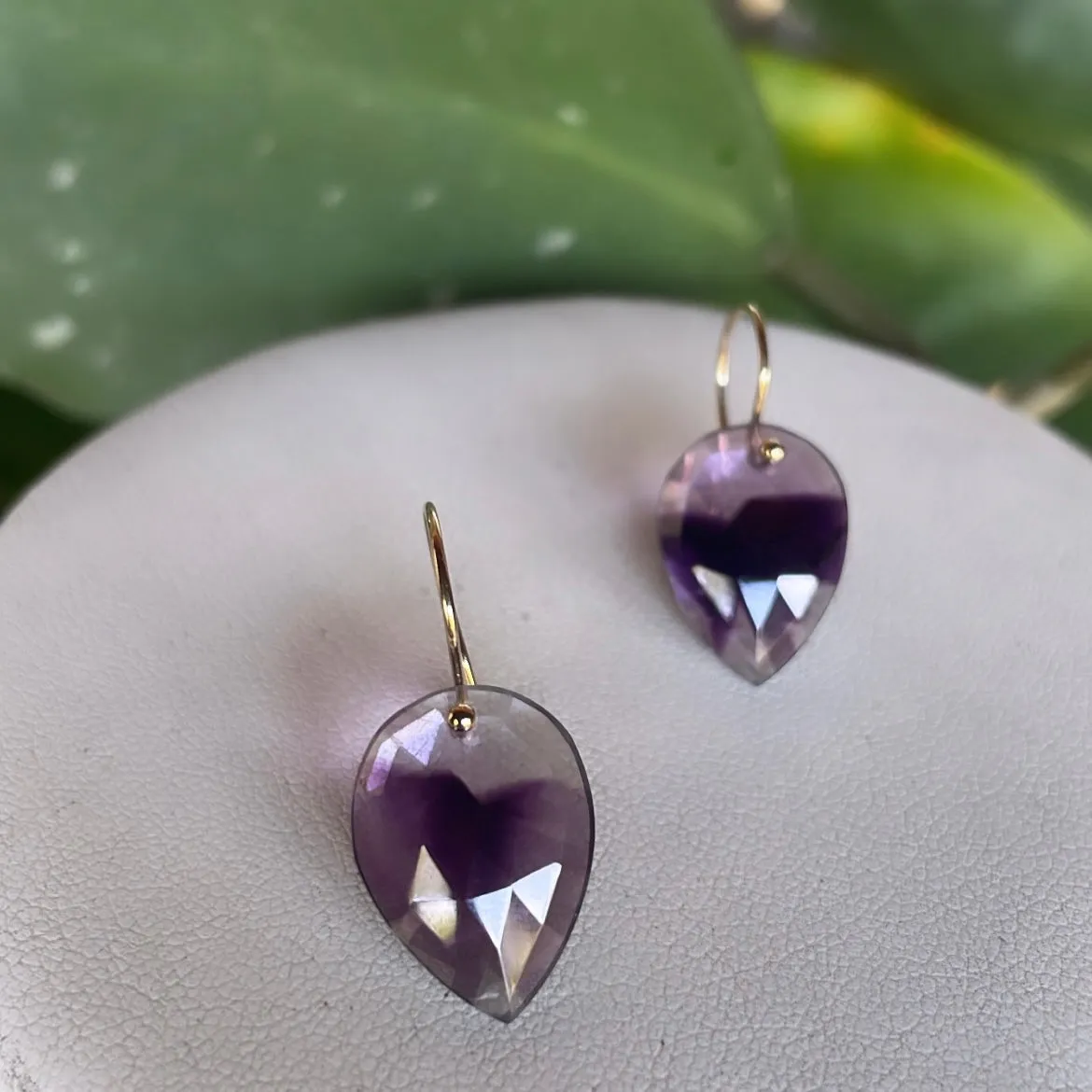 Point Drop trapiche amethyst earrings