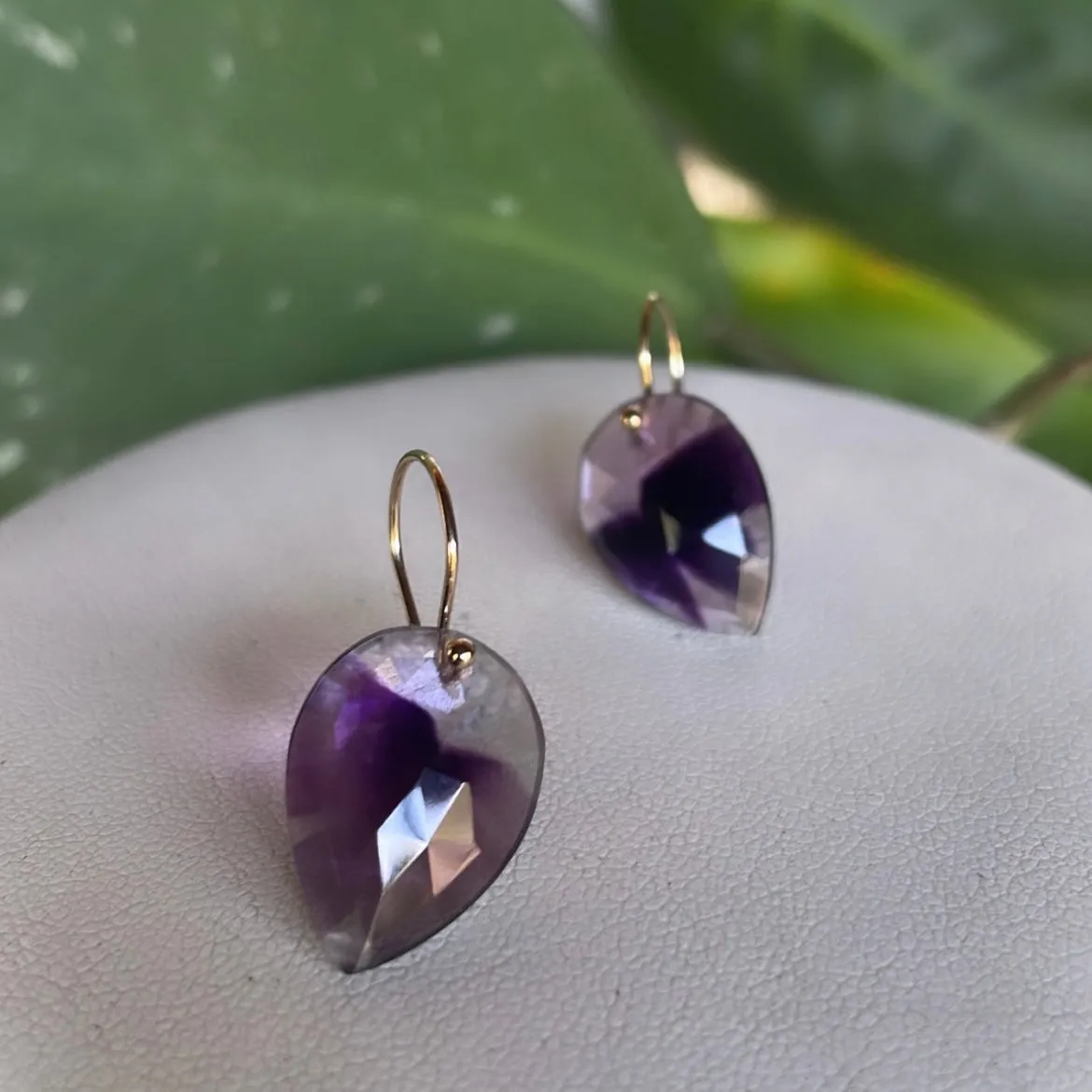 Point Drop trapiche amethyst earrings