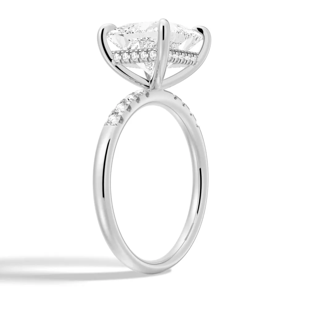 Princess Cut Moissanite With Hidden Halo Bridal Set with Men's Wedding Band