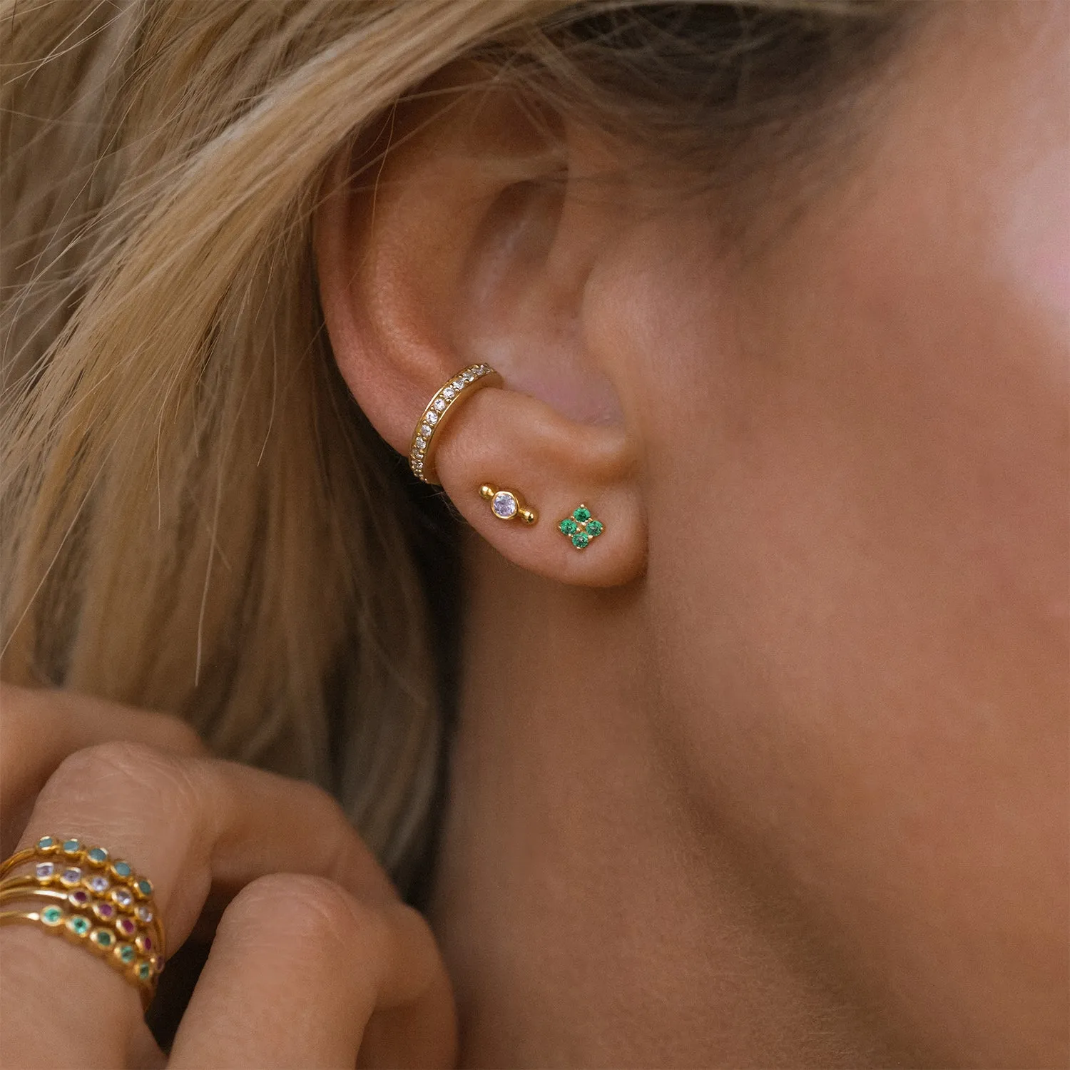 Quaditta Studs | 14k Gold & Emerald