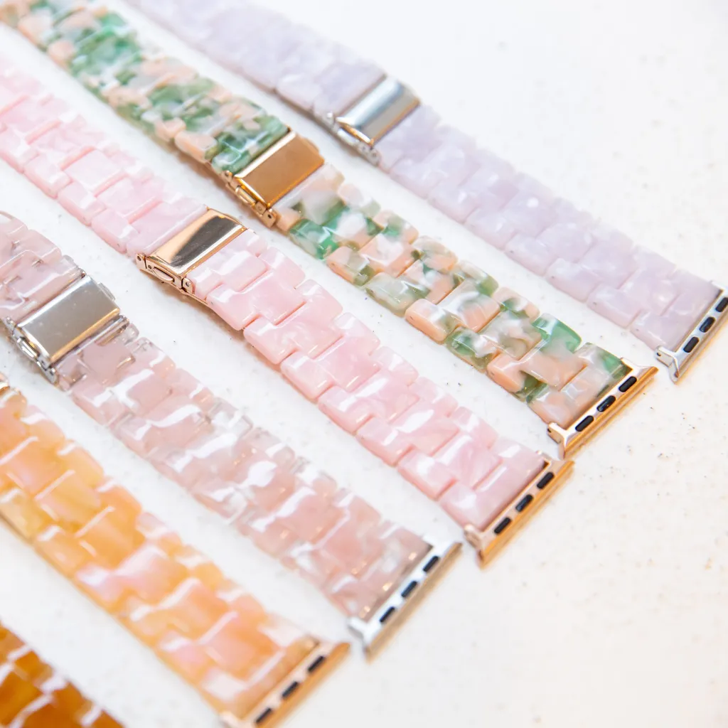 Rosetta Resin Watch Strap - Pink Tortoise Shell - 38/40mm