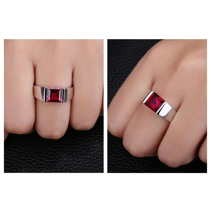 Ruby Ring for Man SOLID 10K White Gold Personalized Engagement Band Classic Jewelry Accessory