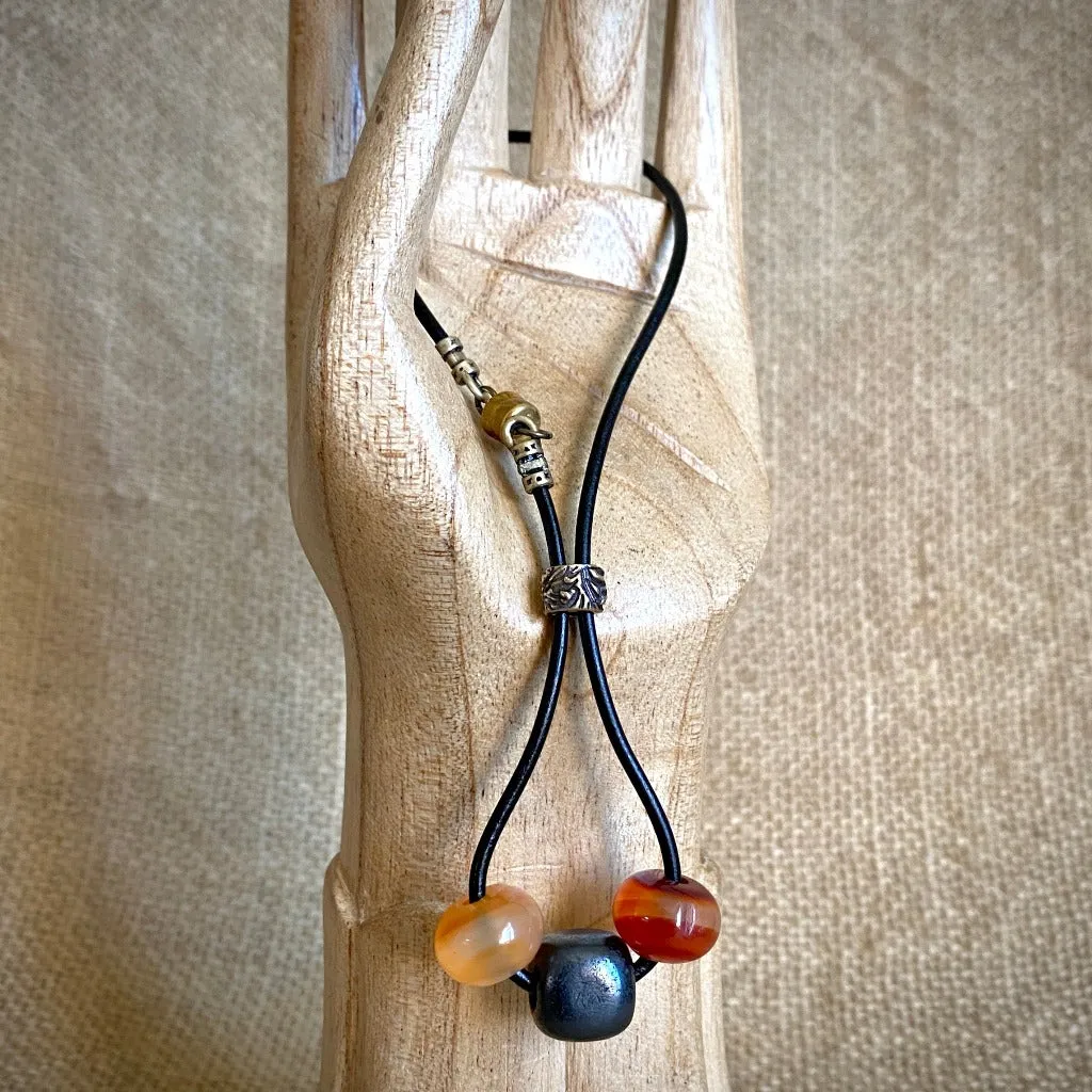 Shungite & Carnelian Rearview Mirror Dangle, Car Accessory