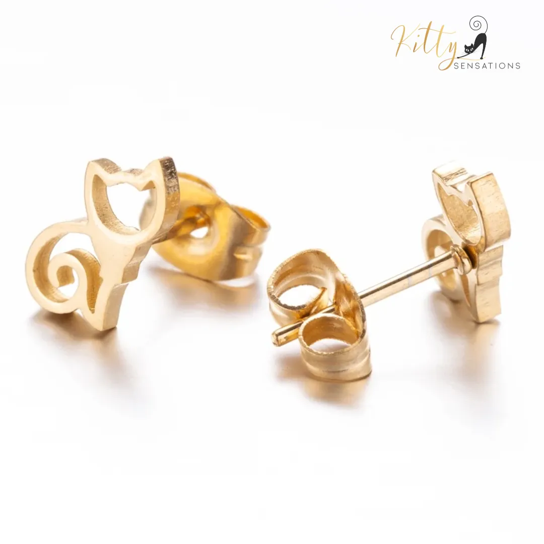 Sitting Cat Earrings (18K Gold or Sterling Silver Plating)