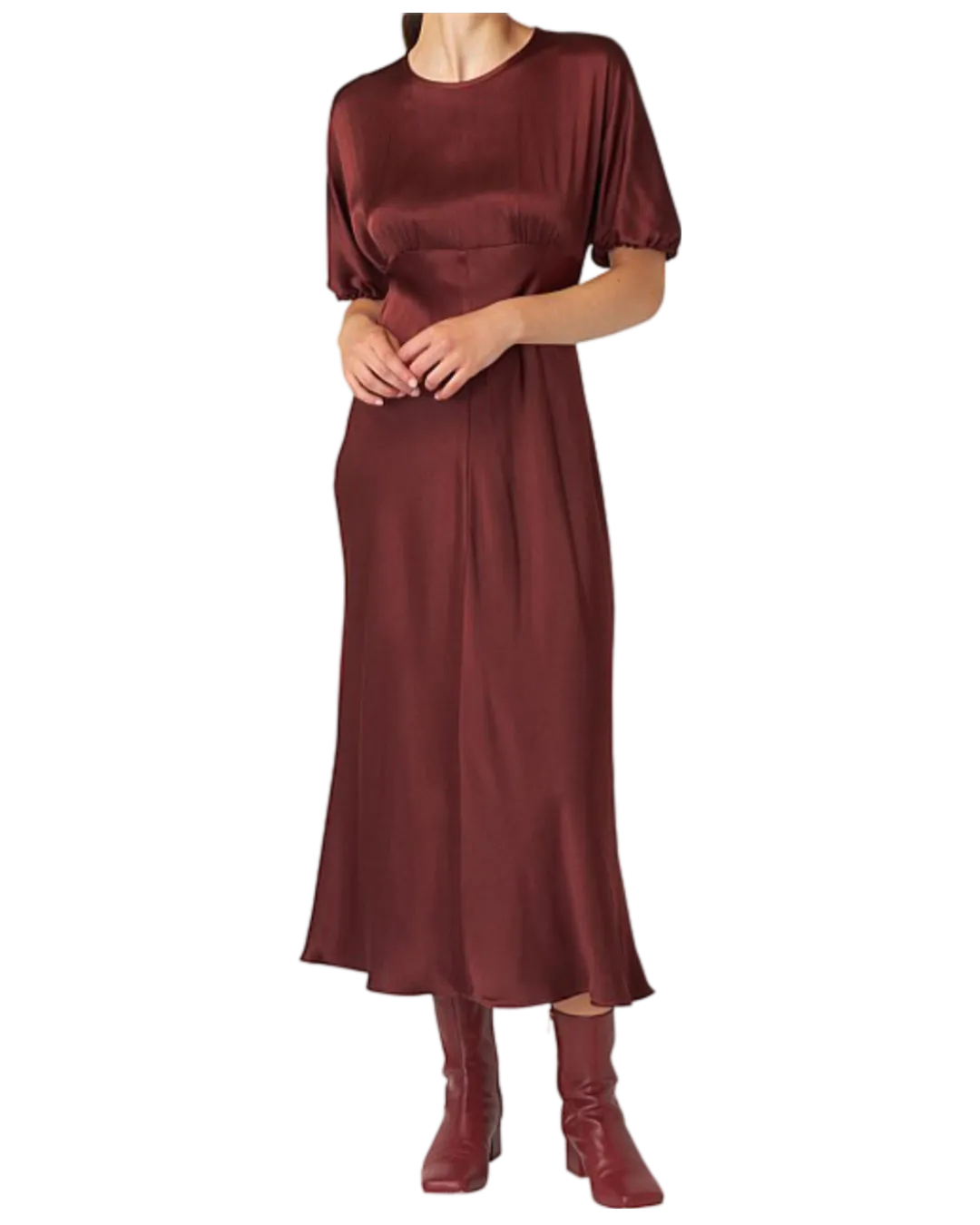 Size 12 - Kate Sylvester Burgundy Aimee Short Sleeve Maxi Dress