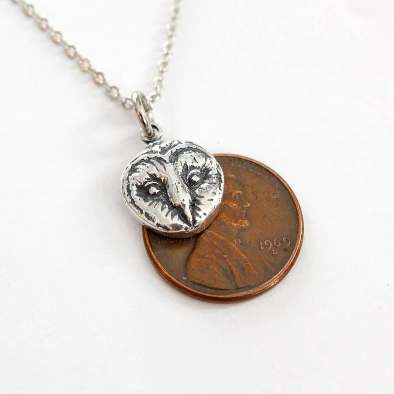 Sterling Silver Barn Owl Pendant