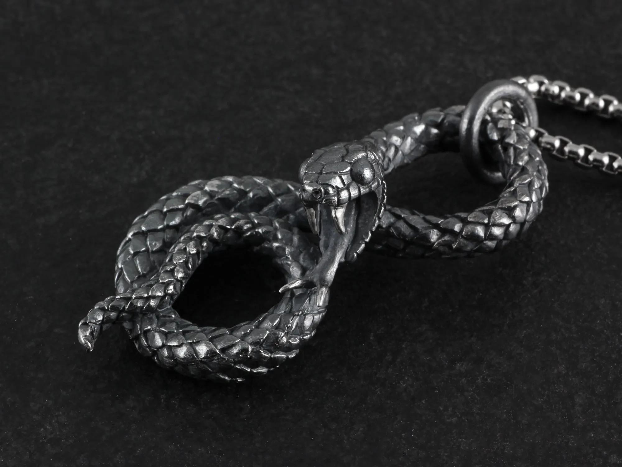 Sterling Silver Coiled Snake Necklace