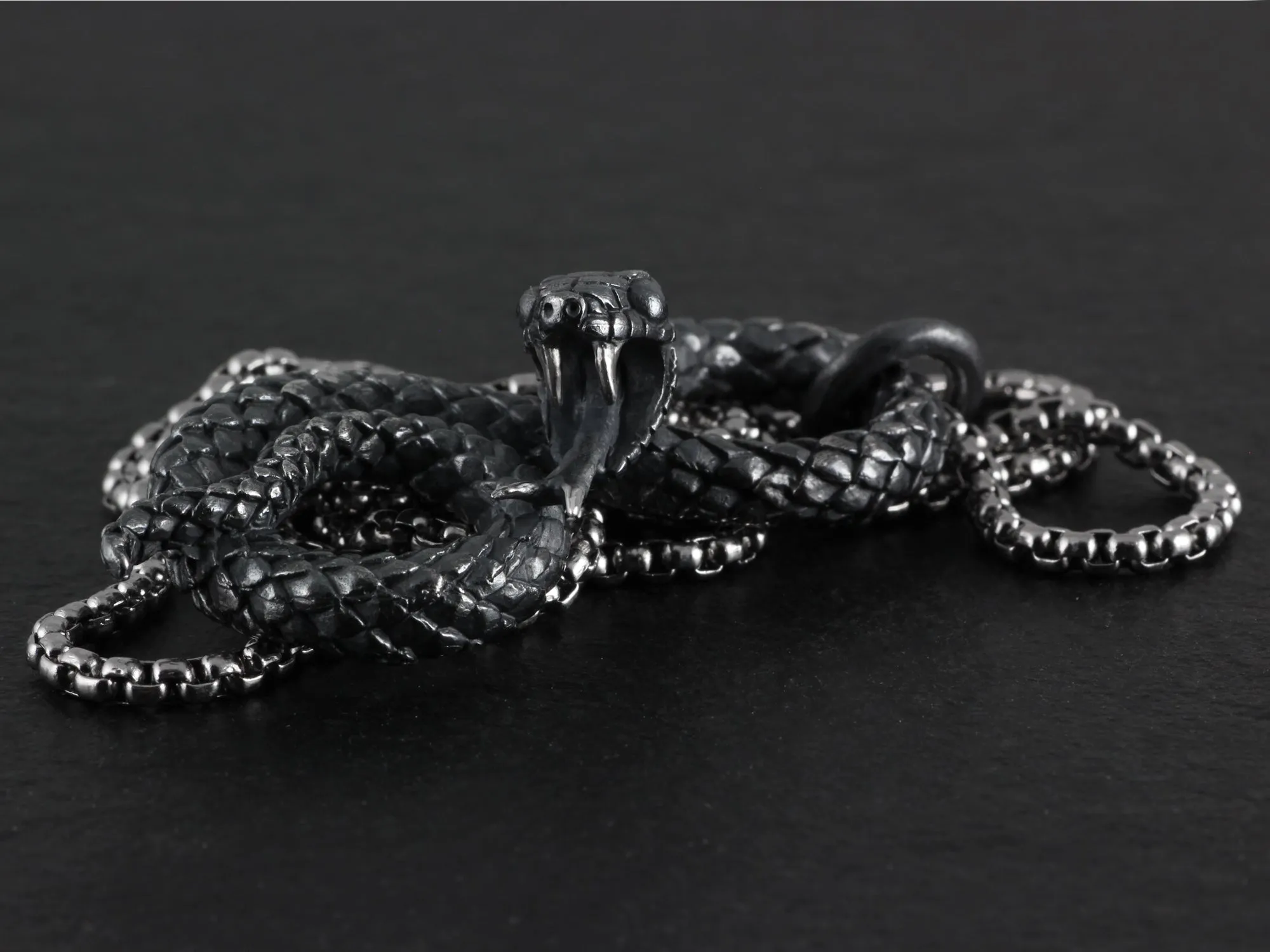 Sterling Silver Coiled Snake Necklace