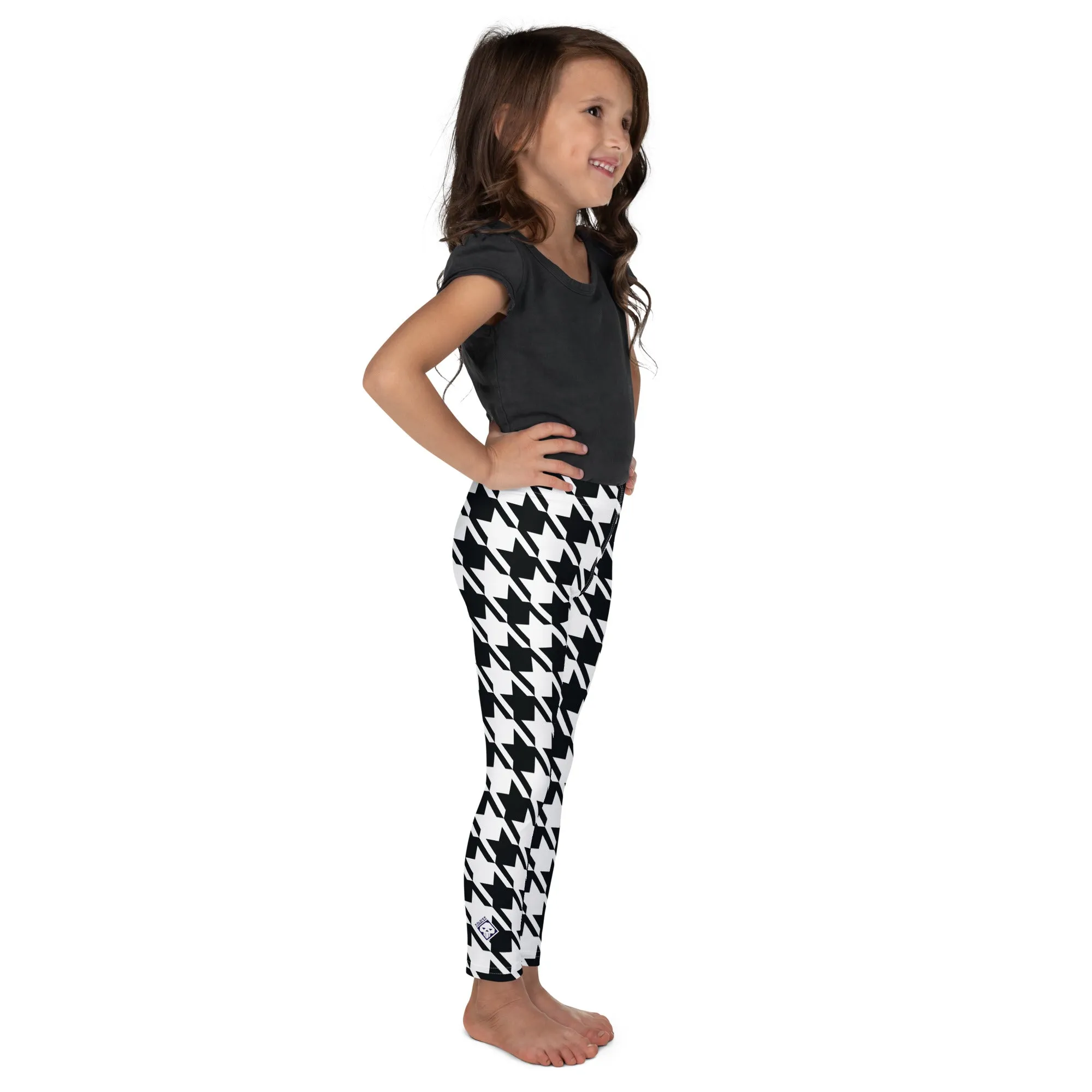 Stylish Support: Girl's Houndstooth Yoga Pants for Athletic Workouts