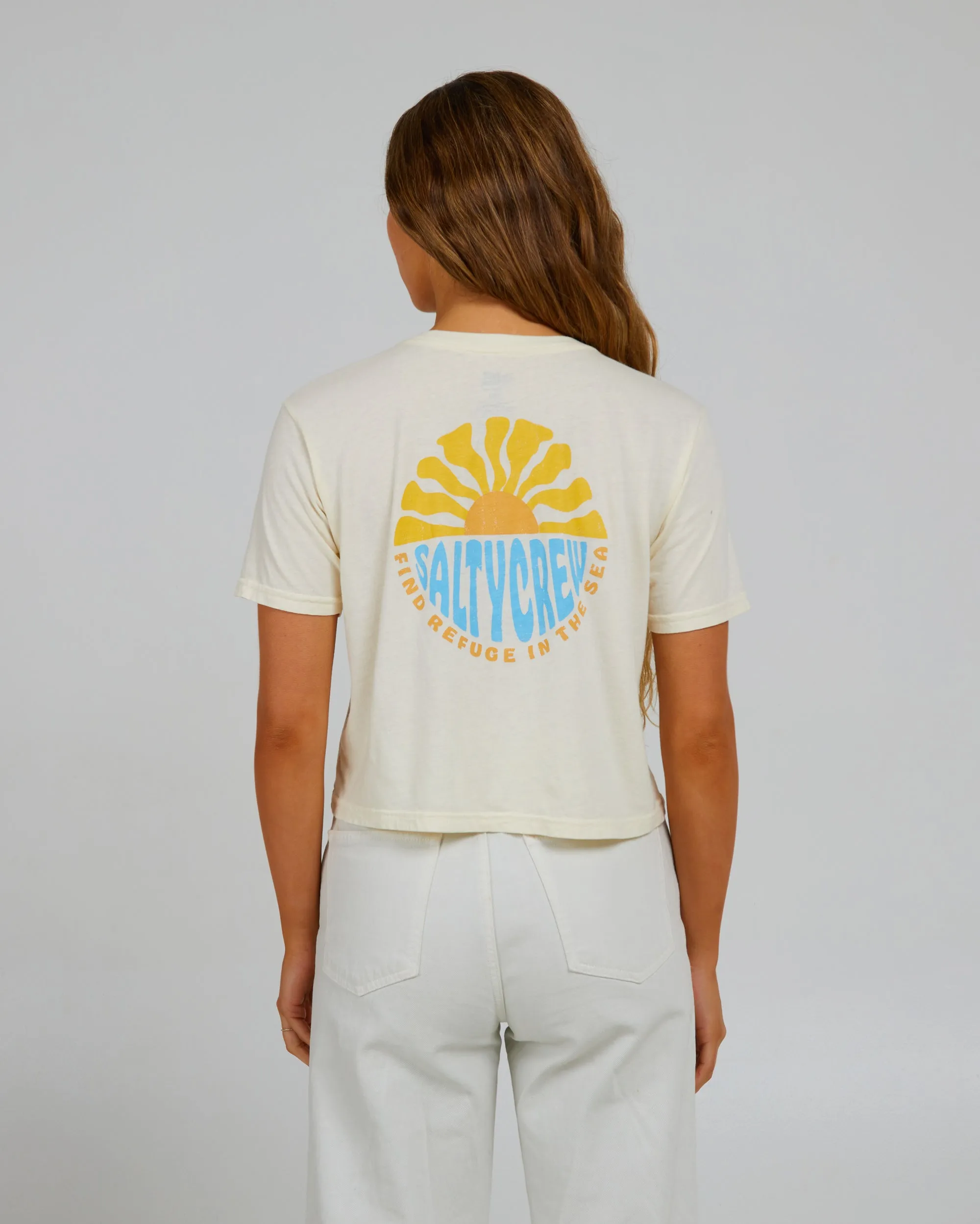 Sun Days Off White Crop Tee