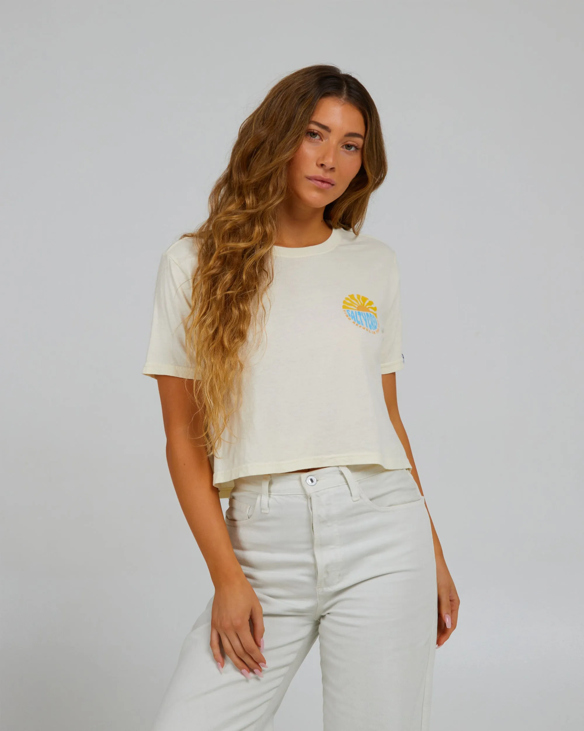 Sun Days Off White Crop Tee