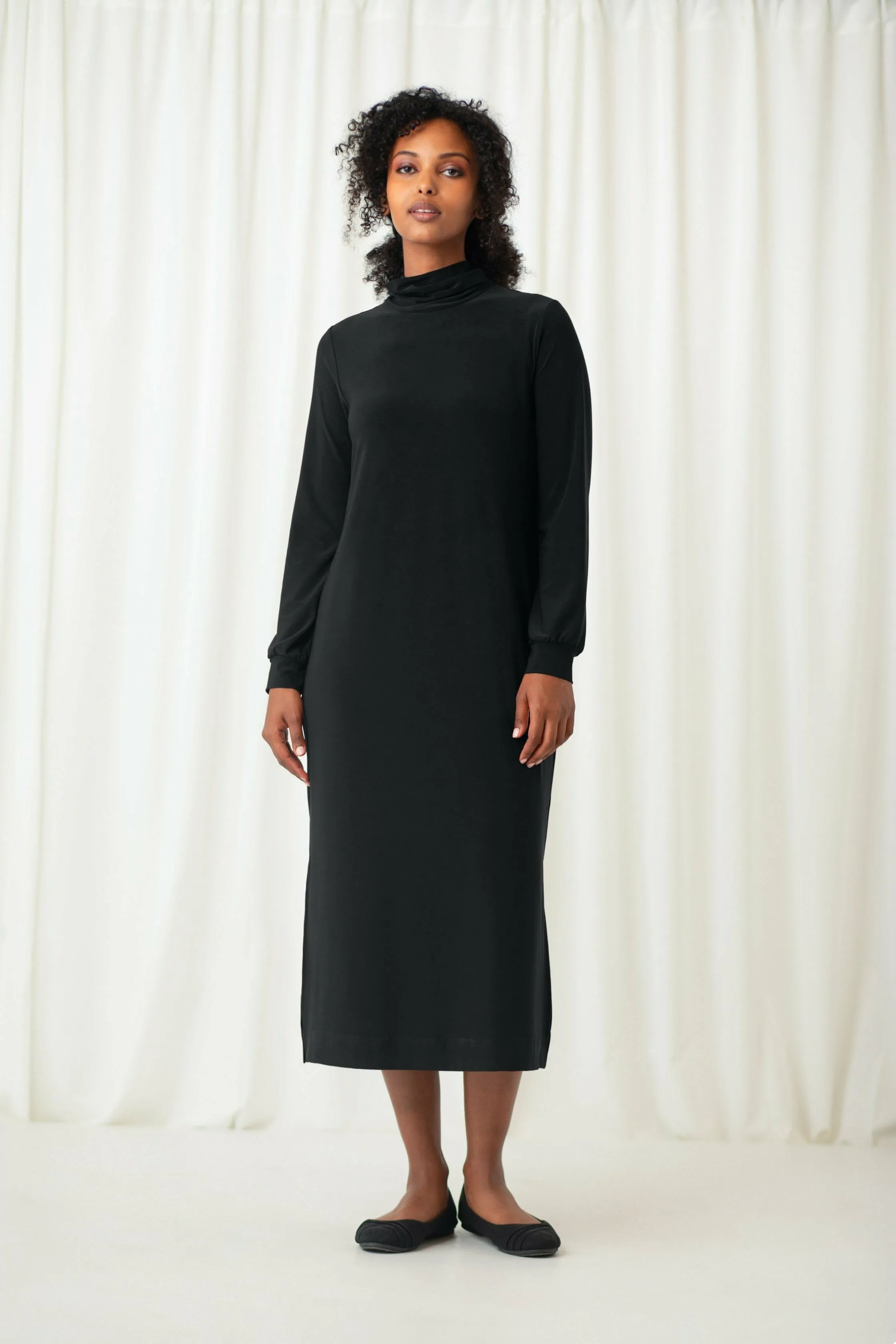 Sympli Turtleneck Gathered Sleeve Dress - Style 28116-3