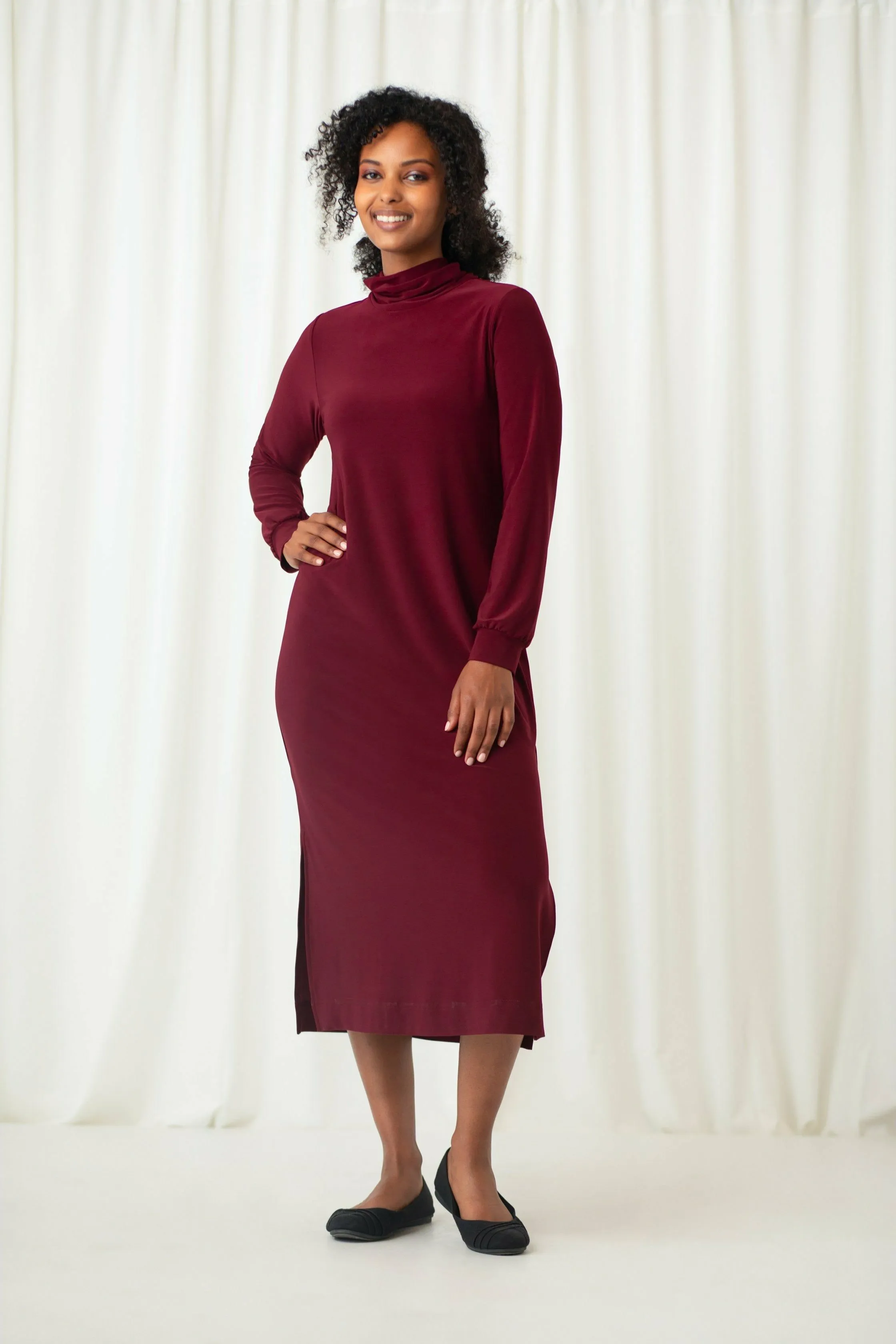 Sympli Turtleneck Gathered Sleeve Dress - Style 28116-3