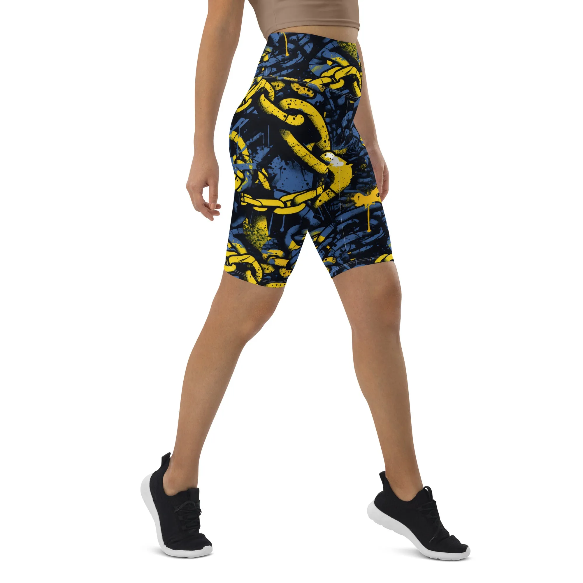 Urban Chic: Women's Mile After Mile Golden Chains 002 Biker Shorts