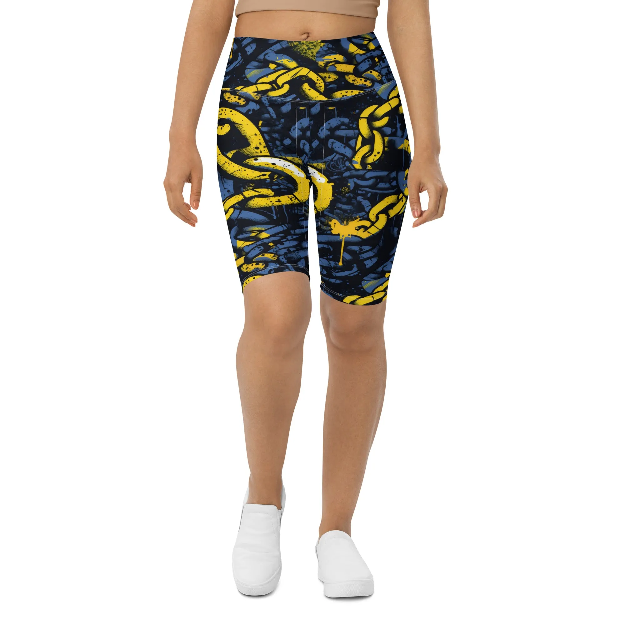 Urban Chic: Women's Mile After Mile Golden Chains 002 Biker Shorts