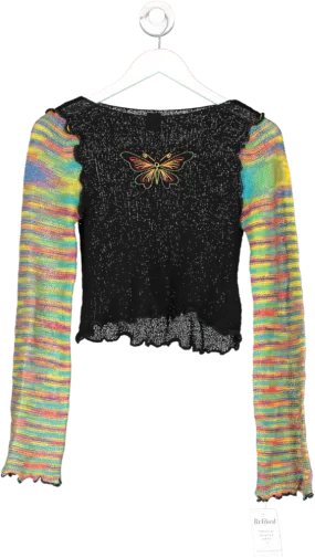 Urban Outfitters Multicoloured Butterfly Top With Stripe Sleeves UK S