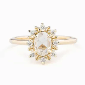 Victoria Ring 0.49ct Oval Rose Cut Diamond, 14K Yellow Gold (One of a kind)