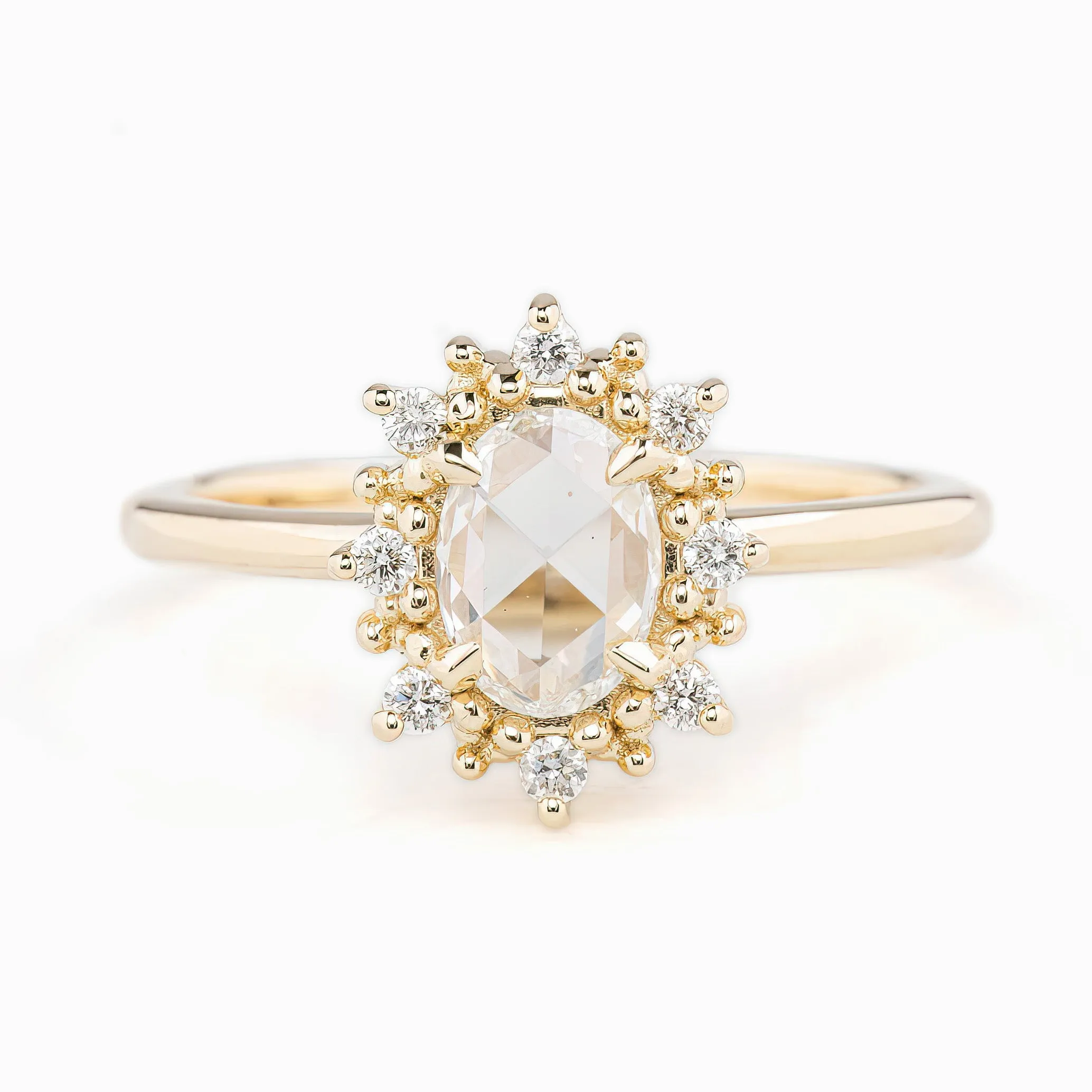 Victoria Ring 0.49ct Oval Rose Cut Diamond, 14K Yellow Gold (One of a kind)