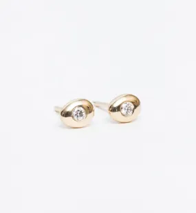 White Diamond Pebble Studs