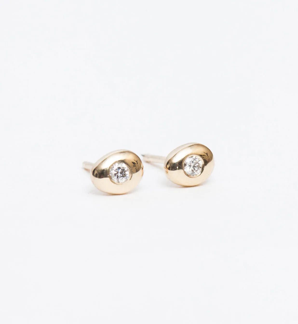 White Diamond Pebble Studs