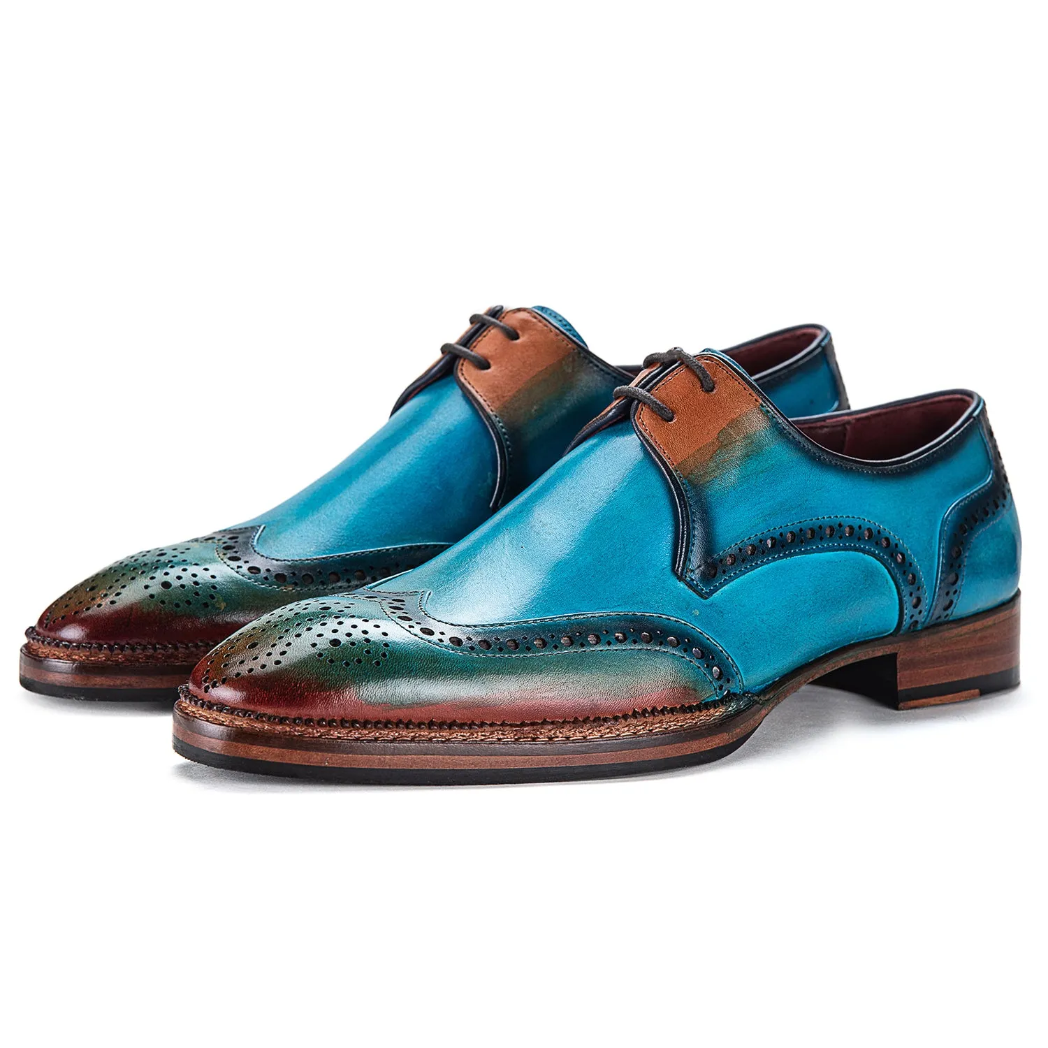 Wingtip Derby Shoes- Blue