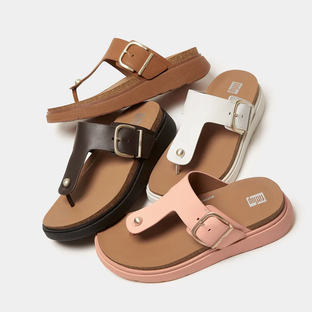 รองเท้าแตะแบบหูหนีบ ผู้หญิง รุ่น GEN-FF BUCKLE LEATHER TOE-POST SANDALS