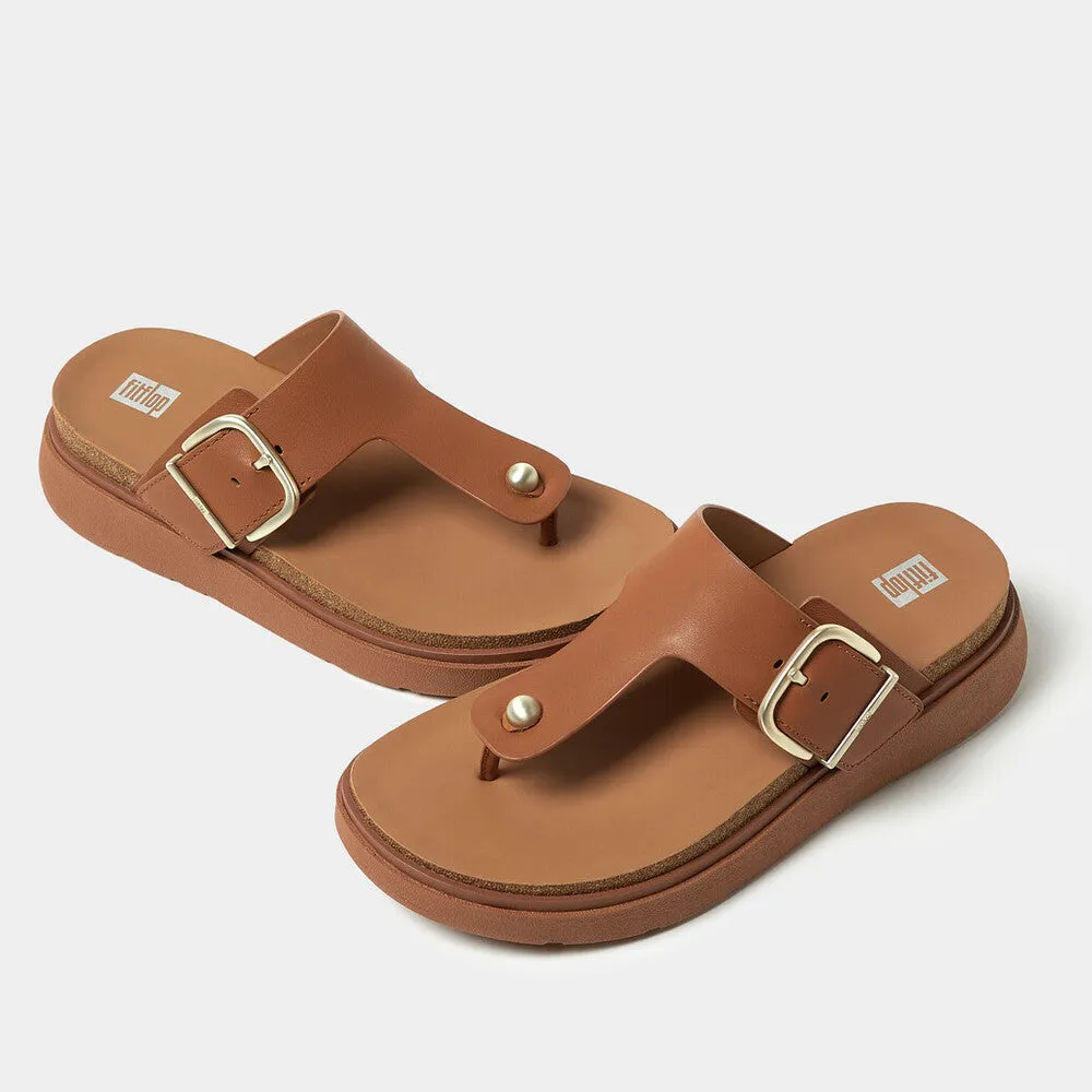 รองเท้าแตะแบบหูหนีบ ผู้หญิง รุ่น GEN-FF BUCKLE LEATHER TOE-POST SANDALS