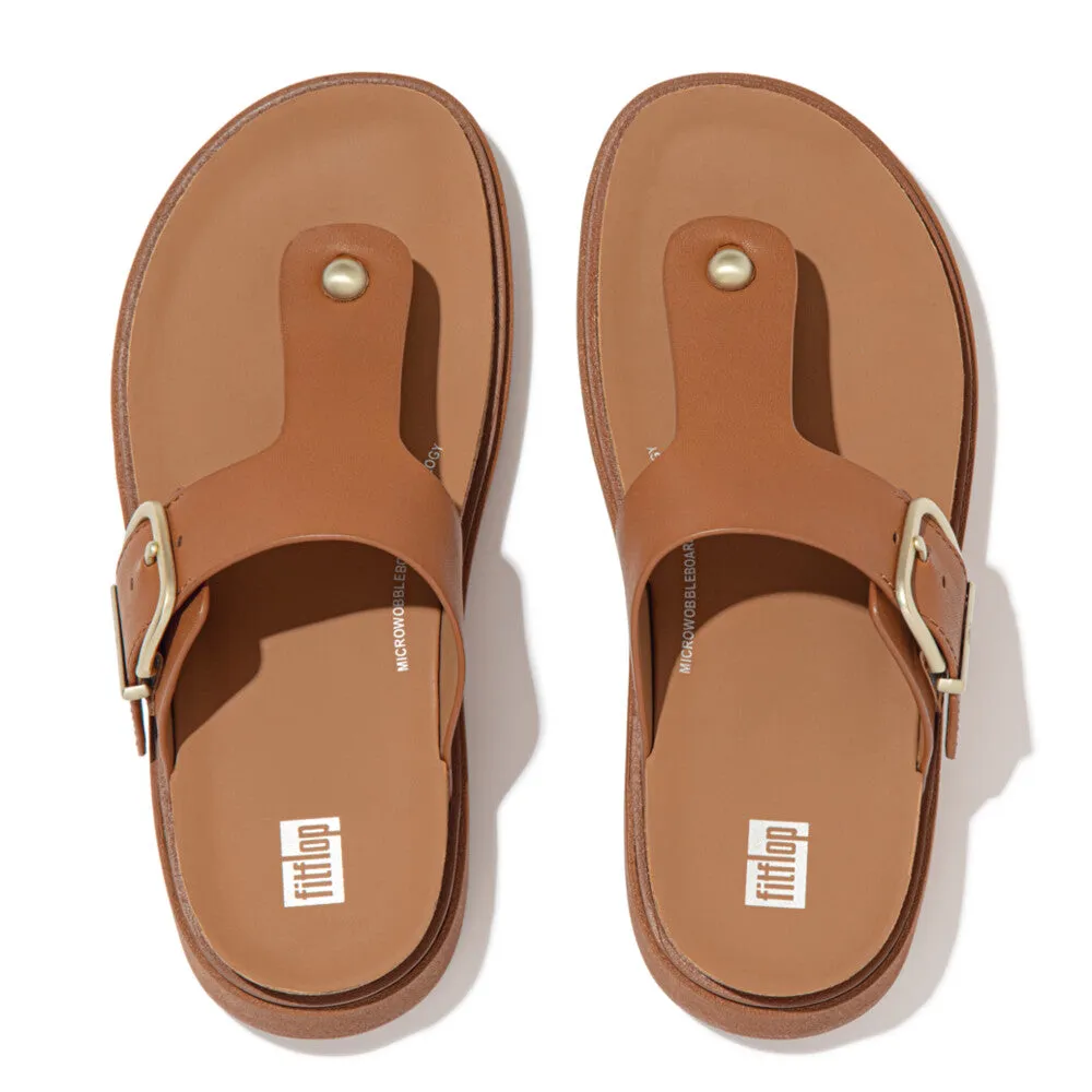 รองเท้าแตะแบบหูหนีบ ผู้หญิง รุ่น GEN-FF BUCKLE LEATHER TOE-POST SANDALS